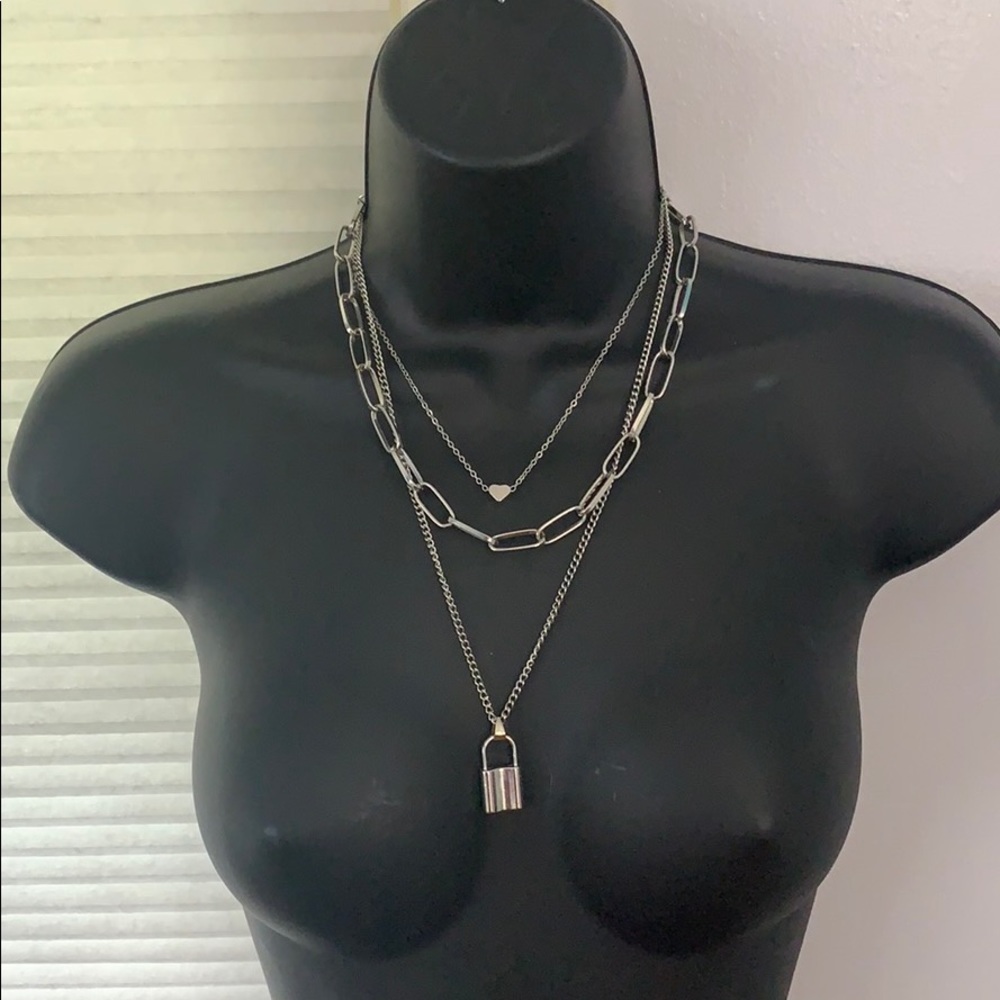 layered lock necklace